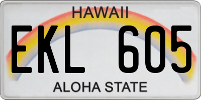 HI license plate EKL605