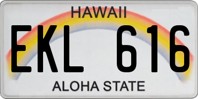 HI license plate EKL616