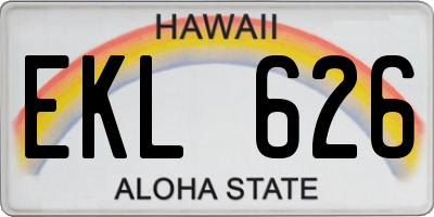 HI license plate EKL626
