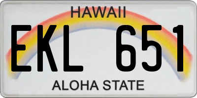 HI license plate EKL651