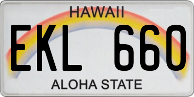 HI license plate EKL660