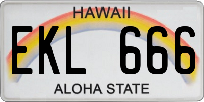 HI license plate EKL666