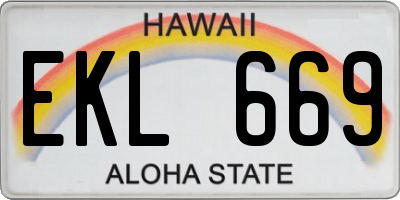 HI license plate EKL669