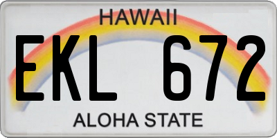 HI license plate EKL672