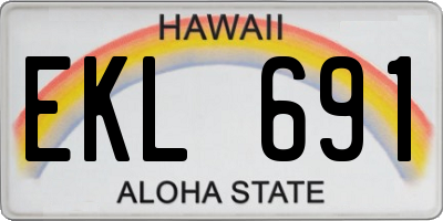 HI license plate EKL691