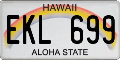 HI license plate EKL699