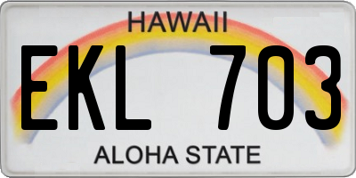 HI license plate EKL703