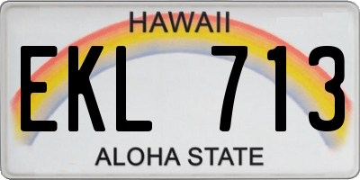 HI license plate EKL713