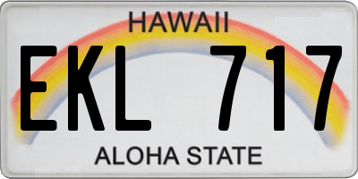HI license plate EKL717