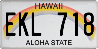 HI license plate EKL718