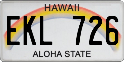 HI license plate EKL726