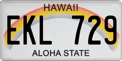 HI license plate EKL729