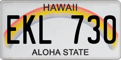 HI license plate EKL730