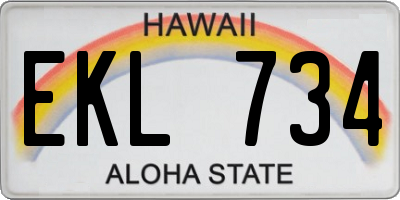 HI license plate EKL734