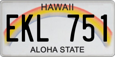 HI license plate EKL751