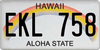 HI license plate EKL758