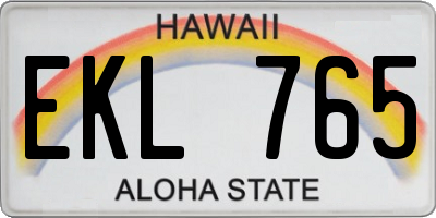 HI license plate EKL765