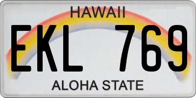 HI license plate EKL769