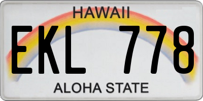HI license plate EKL778