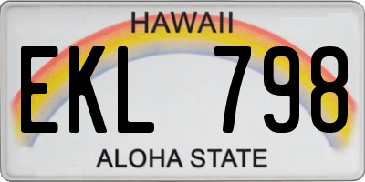 HI license plate EKL798