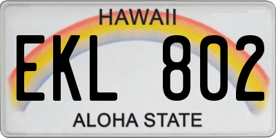 HI license plate EKL802