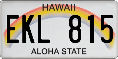 HI license plate EKL815