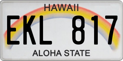 HI license plate EKL817