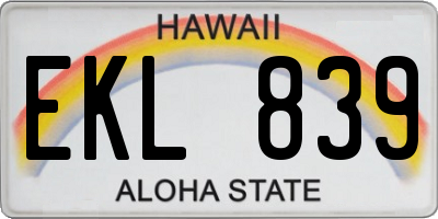 HI license plate EKL839