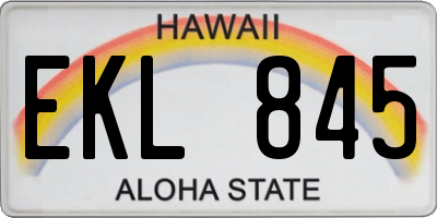 HI license plate EKL845