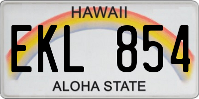 HI license plate EKL854
