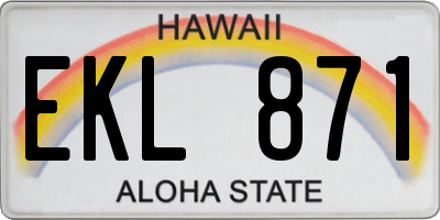 HI license plate EKL871