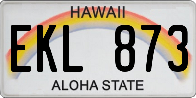 HI license plate EKL873
