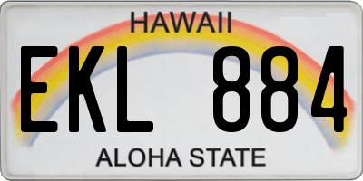 HI license plate EKL884