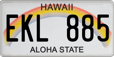HI license plate EKL885