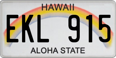 HI license plate EKL915