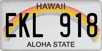HI license plate EKL918