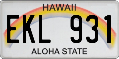 HI license plate EKL931