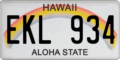 HI license plate EKL934