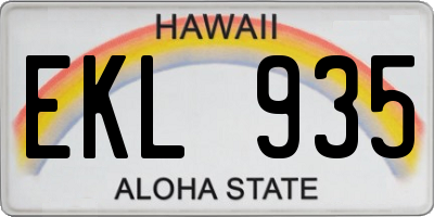 HI license plate EKL935