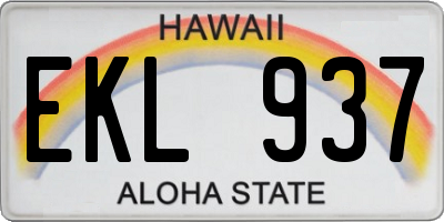 HI license plate EKL937