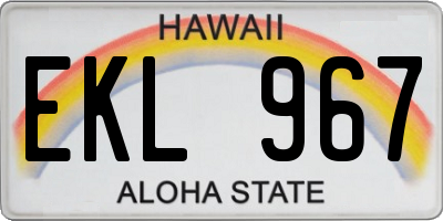 HI license plate EKL967