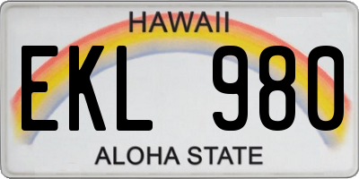 HI license plate EKL980