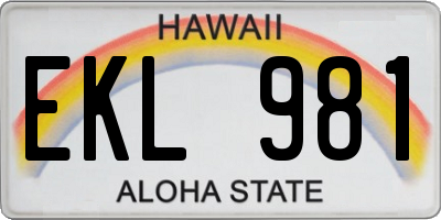HI license plate EKL981