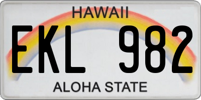 HI license plate EKL982