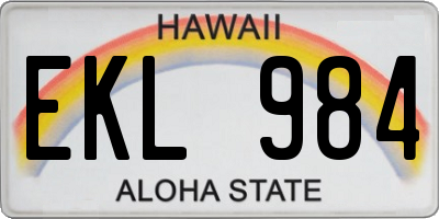 HI license plate EKL984