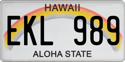 HI license plate EKL989