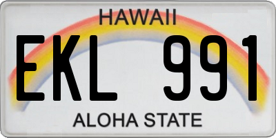 HI license plate EKL991
