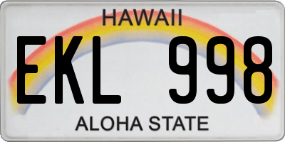 HI license plate EKL998
