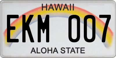 HI license plate EKM007