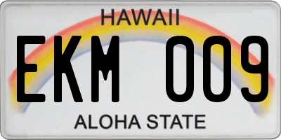 HI license plate EKM009